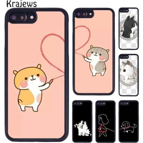 Krajews Funny Cute Cats Dogs Matching Print Mobile Phone Case For iPhone X XR XS 11 12 Pro MAX 5 6 7 8 Plus Samsung S7 S8 S9 S10