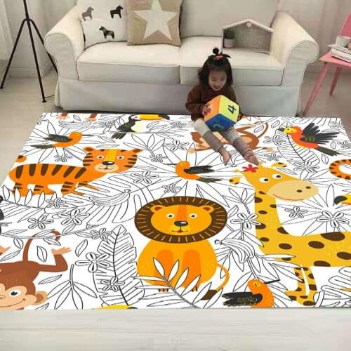 Funny Lion/Tiger/Giraffe Rug Soft Flannel 3D Printed Rugs Parlor Mat Area Rugs Anti-slip Large Carpet Rug Living Room Decor 04