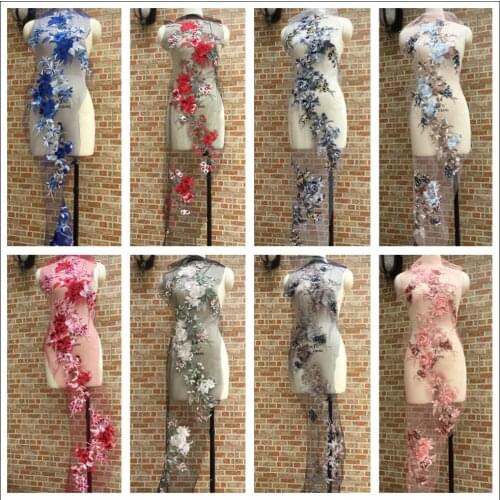 1PC Large and 1PC Small 3D Flower Embroidered Rose Venise Lace Applique trim For Wedding Dress Bridal Gown Sewing Lace Fabrics