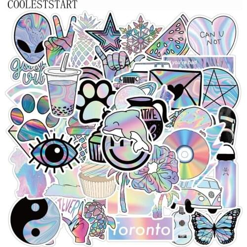 10/50Pcs/pack Cartoon Laser Star Stickers For Toys Laptop Skateboard Luggage Refrigerator Notebook Helmet Motorcycle Suitcase