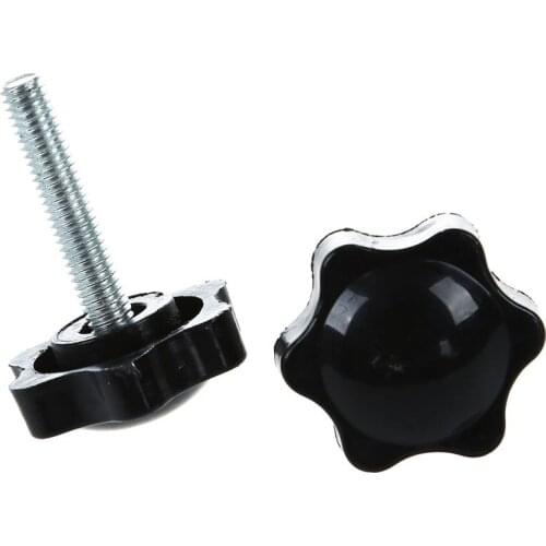 2 Pcs M6 x 30mm Male Thread 32mm Star Head Clamping Knob Black