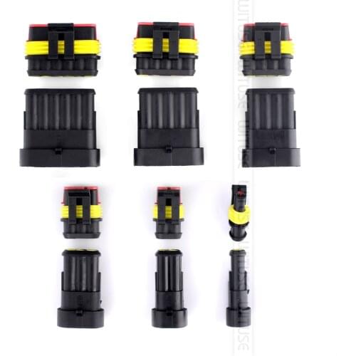 5 Kits 1/2/3/4/5/6 Pin Way Male Female Sealed Waterproof Automotive/Marine Electrical Wire Connector Plug Set Car Truck Kit