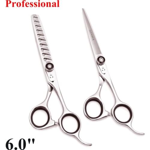 6.0 Inch Professional Barber Scissors Set Japan 440C Hairdressing Scissors Hair Cutting Scissor Thinning Shear Hairdresser 2002