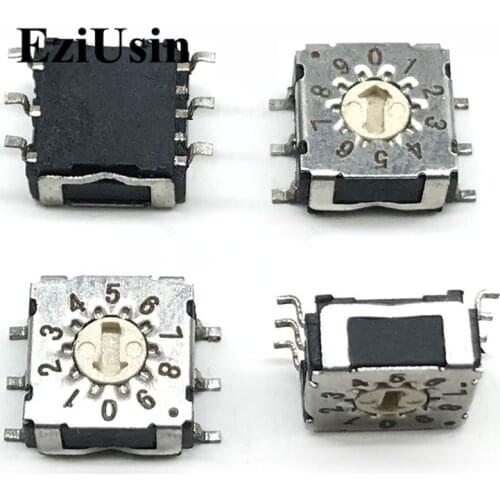 7*7 0-9 10 Rotary Coding Knob Switch DIP 6pins 0mm Shank 3:3 PCB Switching R7M3-10R 6P Little size SMD