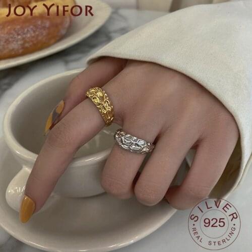 925 Sterling Silver Rings For Women Dots Bump Female INS Simple Handmade Opening Finger Fashion Jewelry For Couple