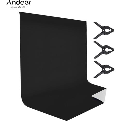 Andoer 1.5 * 2M/ 5 * 6.6ft Bi-Color Photography Backdrop Background Screen Washable Polyester-Cotton with 3pcs Backdrop Clamps
