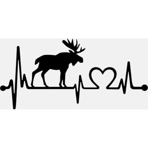 Moose Elk Heartbeat Lifeline Car Sticker Waterproof Decal Laptop Suitcase Motorcycle Auto Accessories PVC,14cm*6cm