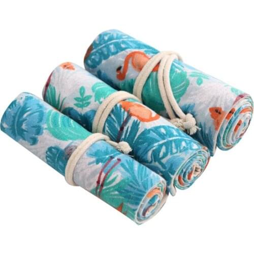 Flamingo sketch canvas brush curtain student stationery storage cartoon pencil case office stationery storage