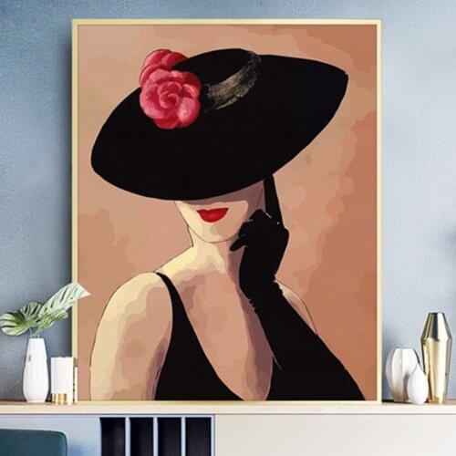 Diy Paintings By Numbers Paint By Numbers Hand Painted Painting Figure Art For Home Decor For Living Room 40x50CM Retro Lady