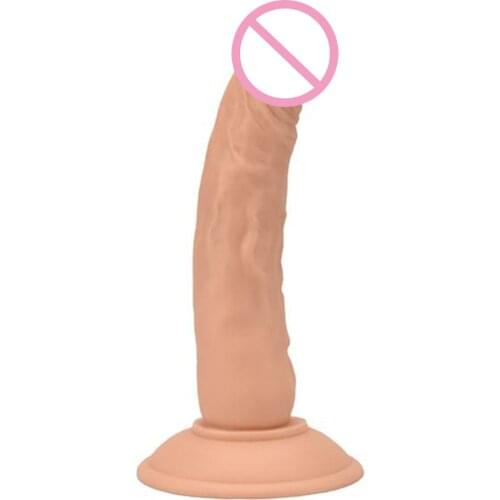 DOMI 19.5*3.5cm Soft Jelly Textured Suction Cup Dildo Women Silicone Penis