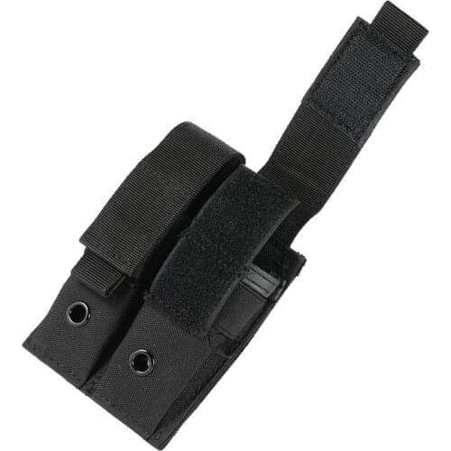 Double Pistol Mag Pouch, Tactical MOLLE EDC Outdoor Flashlight Knife Holster Pouch Hunting Rifle Magazine Pouch Bag Gear