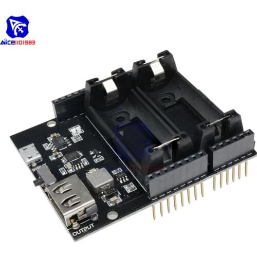 ESP8266 ESP32 Power Supply Rechargeable Dual 16340 Lithium Battery Charger Shield Module for Arduino UNO R3 Board Power Bank