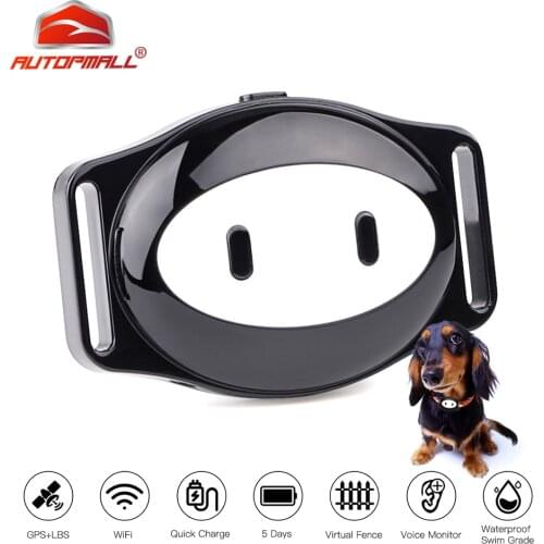 Pet Tracker GPS Collar Dog WiFi Geo-fence Long time Standby Realtime Locator Mini GPS Dog Animal Tracker Waterproof FREE APP