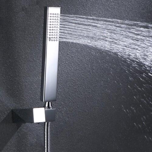 Chrome Brass Handheld Shower Head square rounded Hand Hold Water Saving Showerheads