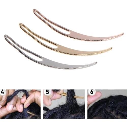 Dreadlocks Tool Craft Sisterlocks Crochet Braid Hair Interlocking Tools Curved Hair Needle For Your Locs Easy