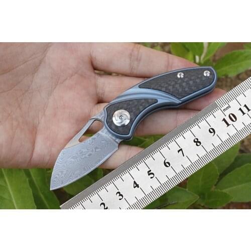 Pocket Knife Carbon Fiber Handle Damascus Blade S35VN Pocket Camping Hunting Knife Outdoor Defense EDC Tactical Mini Knife
