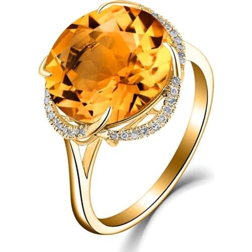 Citrine amethyst aquamarine gemstones crystal Rings for women 18k Gold color zircon diamond party jewelry bijoux bague gift