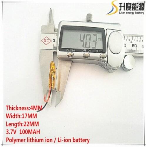 10pcs [SD] 3.7V,100mAH,[401722] Polymer lithium ion / Li-ion battery for TOY,POWER BANK,GPS,mp3,mp4,cell phone,speaker