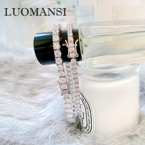 Luomansi High Carbon Diamond Gemstone Bracelet 100% 925 Silver Bracelet for Womens Party Jewelry Accessories Wholesale