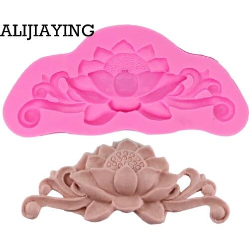 M0264 1Pcs Lotus dragonfly Craft Art Silicone mold Craft Molds DIY Sugarcraft flower Cake Border Mould Fondant Chocolate Molds