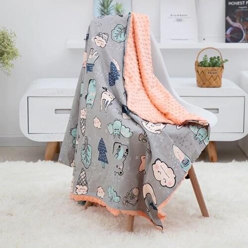 Soft Breathable New 100% Cotton Cartoon Baby Blanket Beanie Kids Quilt Peas Blanket For Pram Baby Carriage Stroller Covers