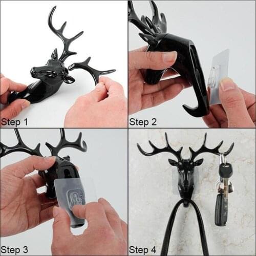 Antlers Wall Hanging Hook Self-adhesive Punch-free Hanger Hat Seamless Decoration Scarf Home Hooks Horns Deer For Key Rack