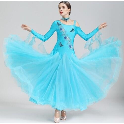 New Arrival Graceful Dancing Custome Girls Ballroom Standard Dance Dress Diamond Womens Waltz Dance Competition Uniform B-6153