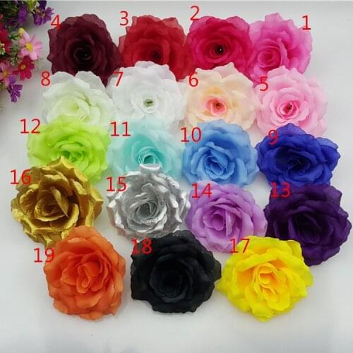 Wholesale NEW 50PCS/Lot 20Colors 10CM Artificial Rose Silk Flower Heads Decorative Flowers for Wedding Party Banquet Decoration