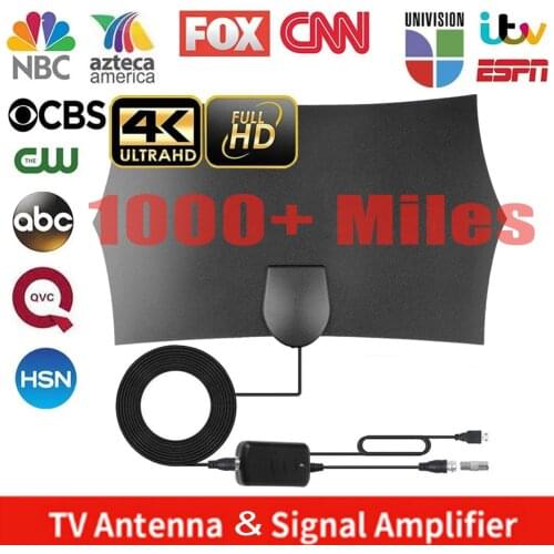 Kebidumei 300 Miles 4K TV DTV Box TV Antenna Digital 1080P High Gain 25db TV Fox Amplifier Signal Booster Radius Indoor Aerial
