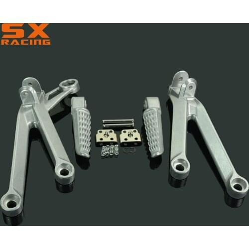 Motorcycle Silver Street Bike Rear Foot Pegs Pedal Footrest For KAWASAKI ZX10R ZX 10R 2004 2005 04 05 Motorbike