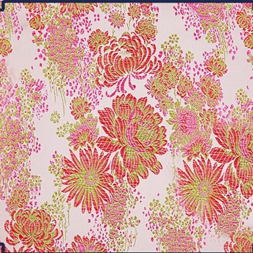 HLQON pink floral Metallic Jacquard Brocade Fabric, jacquard yarn dyed fabric for dress,clothing,bedding,bag,curtain 114x100cm