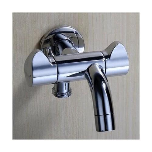 Bathroom faucet bibcock for washing machine, Copper 1 inlet 2 outlet wall mounted mop pool bibcock, Multifunctional water tap