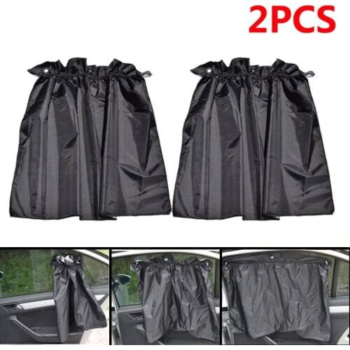 2Pcs Retractable Car Auto Side Window Baby Sun Shade Shield Cover Roll Curtain Visor With Belt Elastic Band