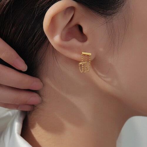 Modern Jewelry Fashion Statement Earrings 2021 New Design Hot Selling GoldenSilvery Plating Chain Drop Earrings For Girl