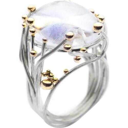 Wedding Engagement Vintage Women Dual Color Oval Faux Finger Ring Jewelry