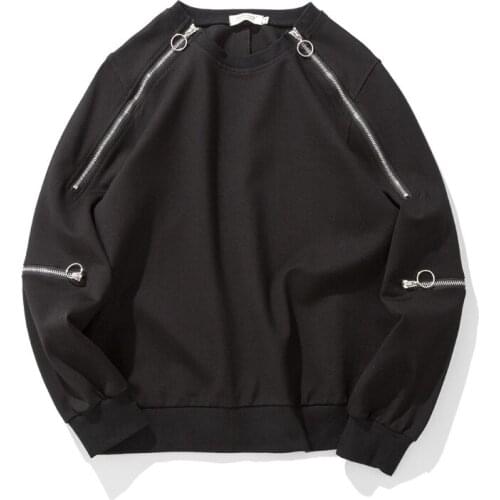 Men Black Zipper Harajuku Hoodies 2019 Autumn Urban Japanese Streetwear Sweatshirts Male Cotton Korean Hoodie For Men