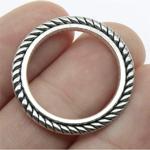 WYSIWYG 10pcs 28mm Circle Connector Charm Pendants For Jewelry Making Antique Silver Color Circle Pendants