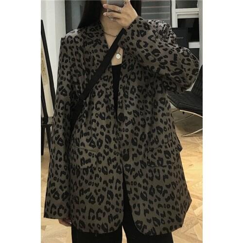 2021 Women Blazer Nic Fashion Ladies Office Suits Spring Autumn Female Leopard Lapel Coat Plus Size Single Button Outwear Tops