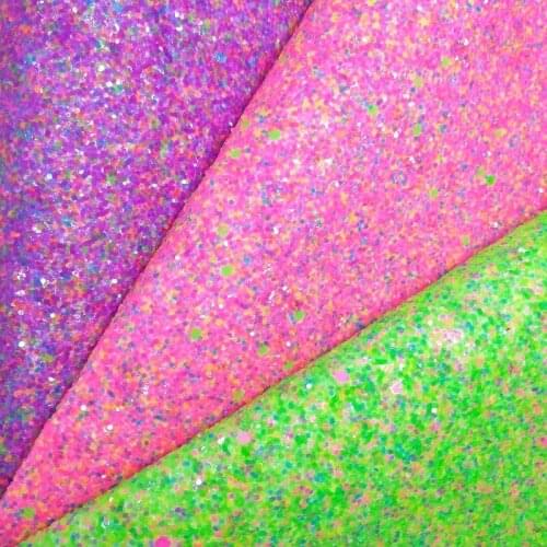 1PC 21X29CM Synthetic Letaher, Cuero Sintetico Fluo CHUNKY GLITTER LEATHER For Making Bows Accessories 6S23A