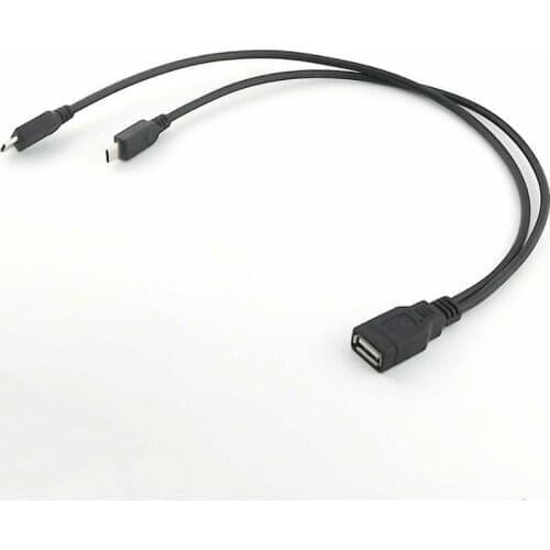 1pcs USB 2.0 A Female to 2 Micro USB 5 Pin Male Y Splitter Adapter Data Charger Cable 30cm