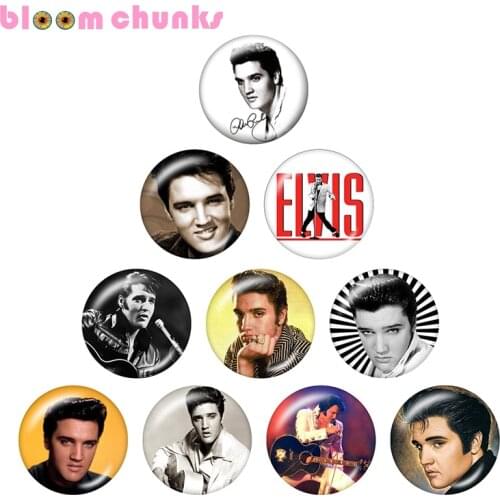 Elvis Presley 10pcs mixed 12mm/18mm/20mm/25mm Round photo glass cabochon demo flat back Making findings S1658
