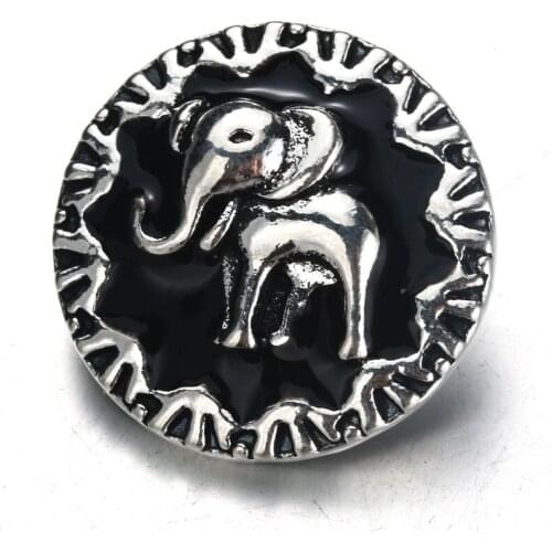 10pcs/lot Black Elephant Snap Button Jewelry Ginger Metal 18mm Snap Buttons fit Snap Bracelet Bangles 9897