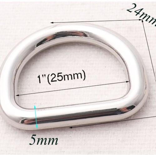 25mm Silver D rings buckles 6 PCS purse hardware 1 INCH d-rings connector for webbing Purse Bag Handbag Dog Collar