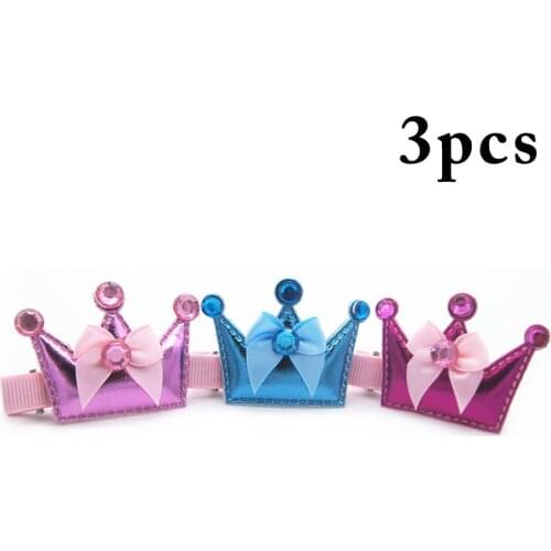 3PCS Legendog Pet Hair Clips Stylish Crown Shape Dog Hair Clips Cute Diamond Hairpin Puppy Hair Accessories Hair Grooming