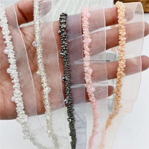 9.5yard crystal Lace Trim Sewing Lace Trims Mesh Ribbon For Wedding Dress Decoration