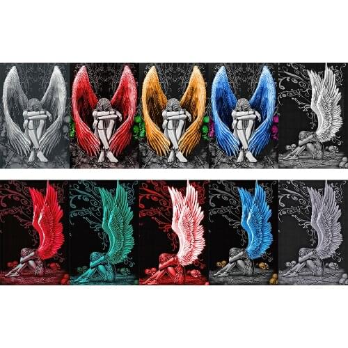 5D DIY Diamond Painting Angel Full Round Drill Resin Wall Hanging Art Picture Kits Rhinestones Mosaic Handmade Craft Gift 40x60