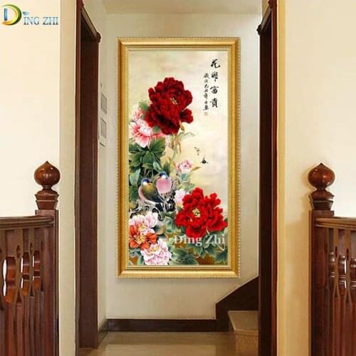 Diamond Painting 5D Diy Full Drill New Products Peony Blooming Diamond Embroidery Cross Stitch Chinese Style Home Wall Decor