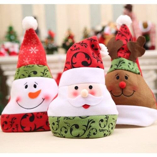 Amawill 5Pcs Cartoons Santa Claus Snowman Bear Style Christmas Hats Happy New Years Xmas Party Kids Child Cute Gifts Decor