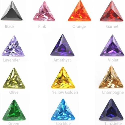 Lucky Star Gems 20pcs 3x3~15x15mm Triangle Cut Cubic Zirconia Multicolor Gemstone Beads for DIY Jewelry Accessories Making