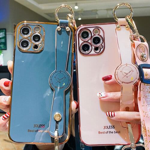 Wristband Holder Case For iphone 12 Cover Shell For iphone 12 Pro Max Shockproof Case For iphone 12 Mini Pro max Funda Luxury